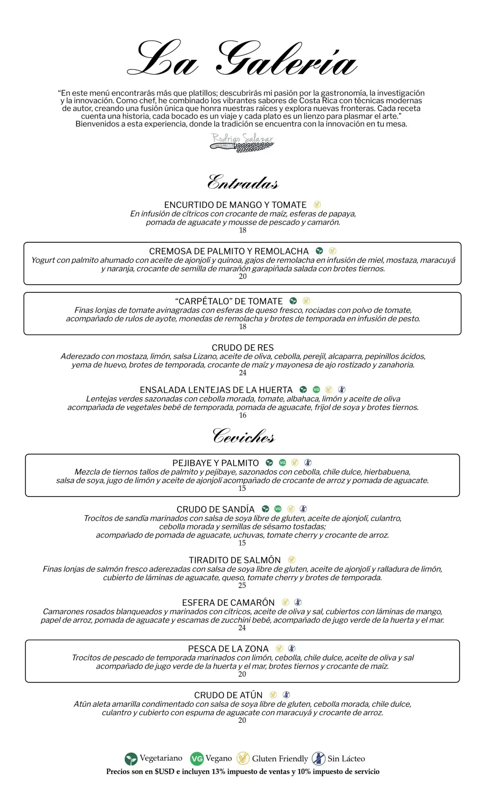 La Galería Cena Menu Español Pagina 1