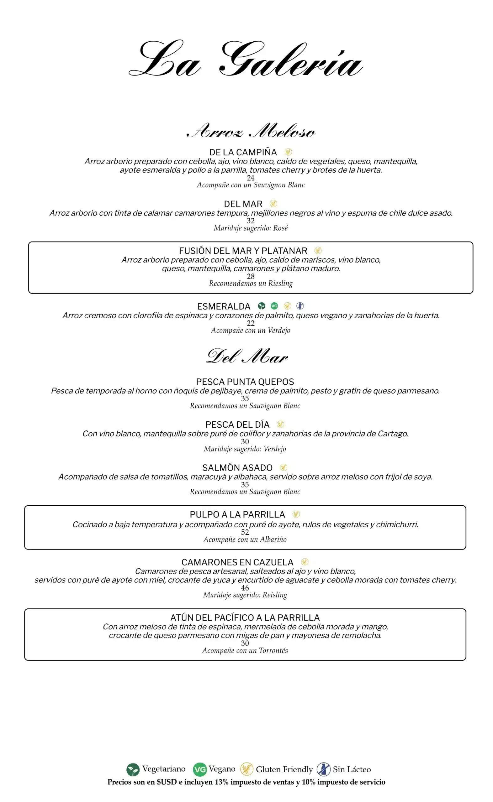 La Galería Cena Menu Español Pagina 3