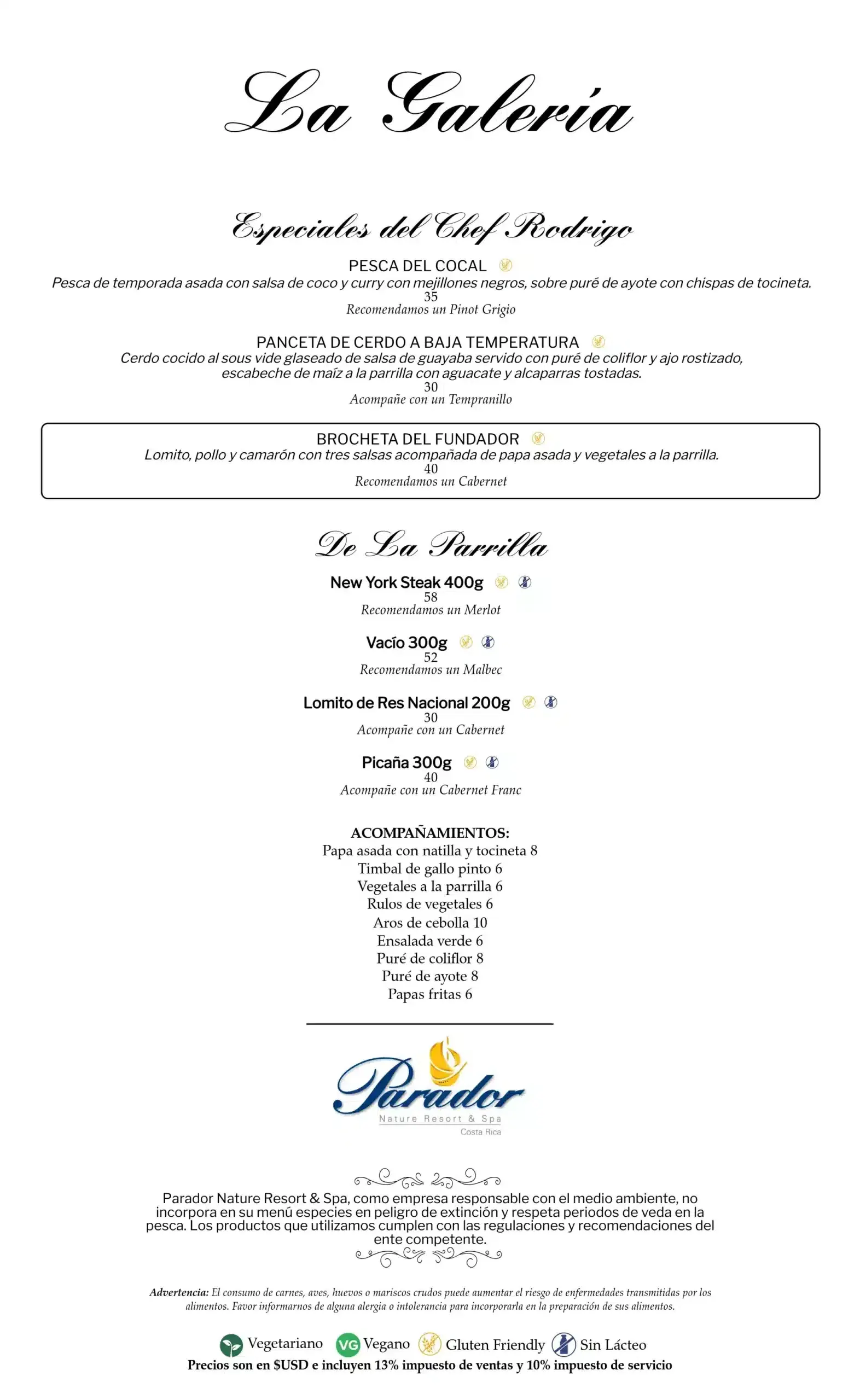 La Galería Cena Menu Español Pagina 4