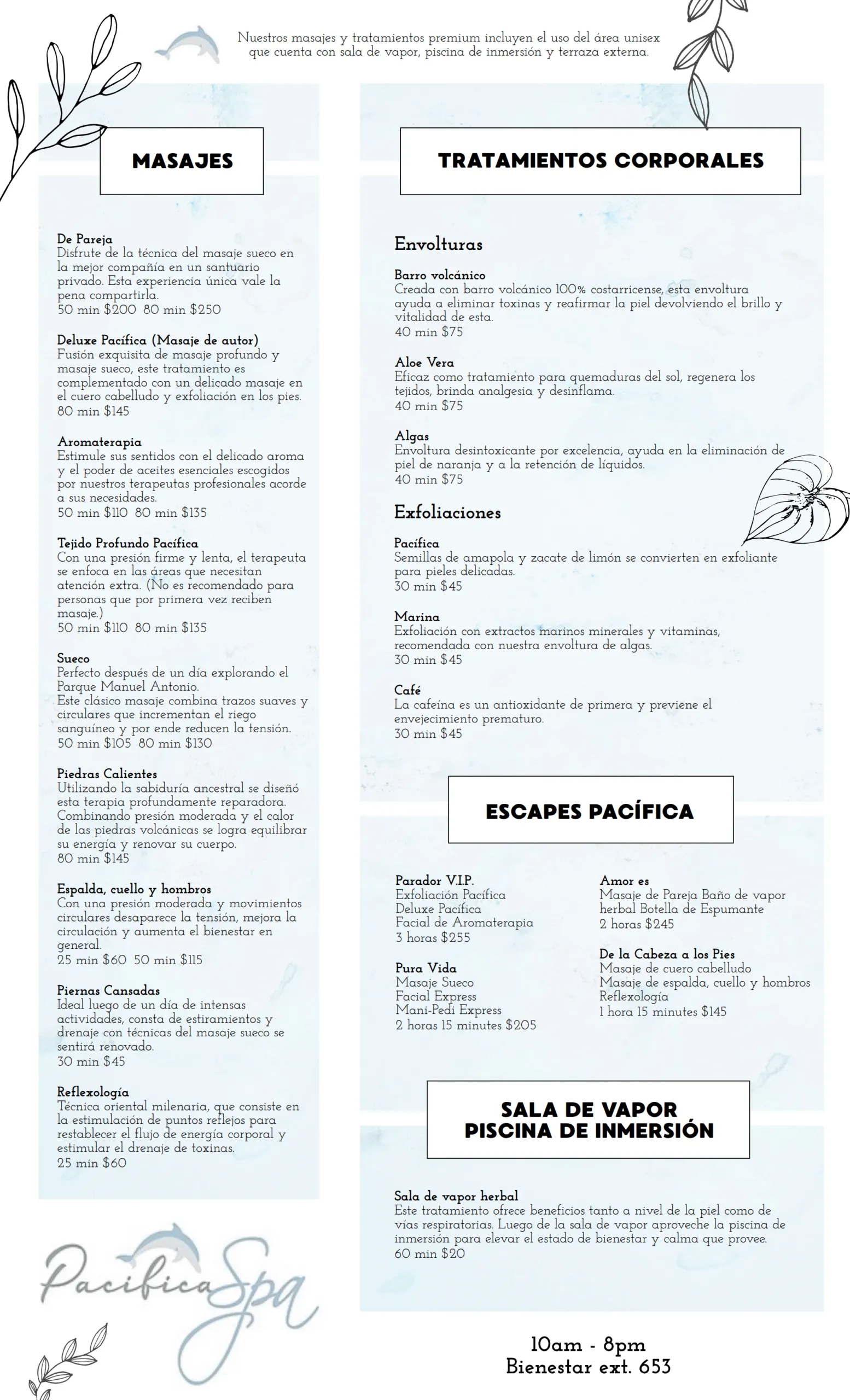 Menu de Spa Pagina 1
