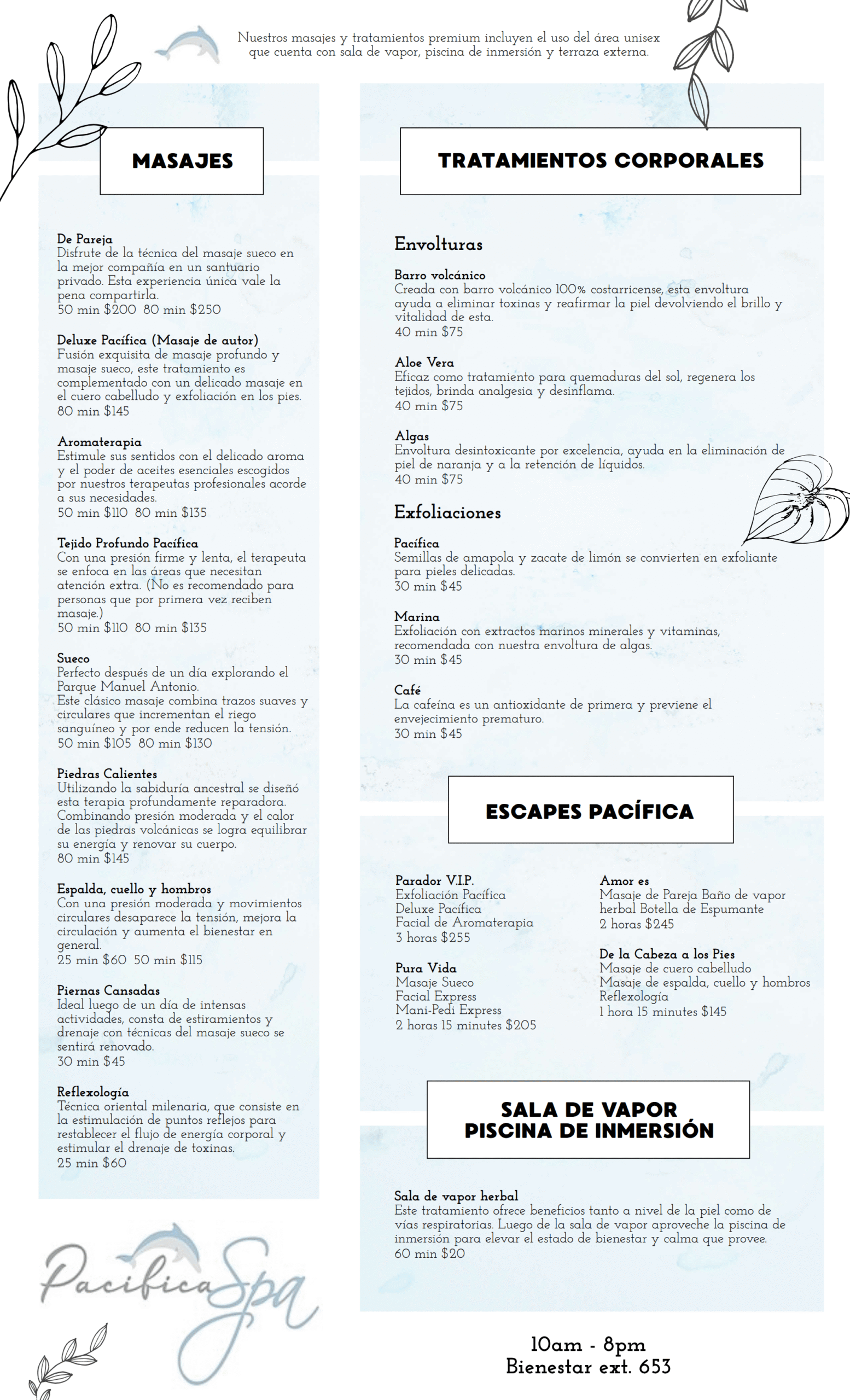 Menu de Spa Pagina 1