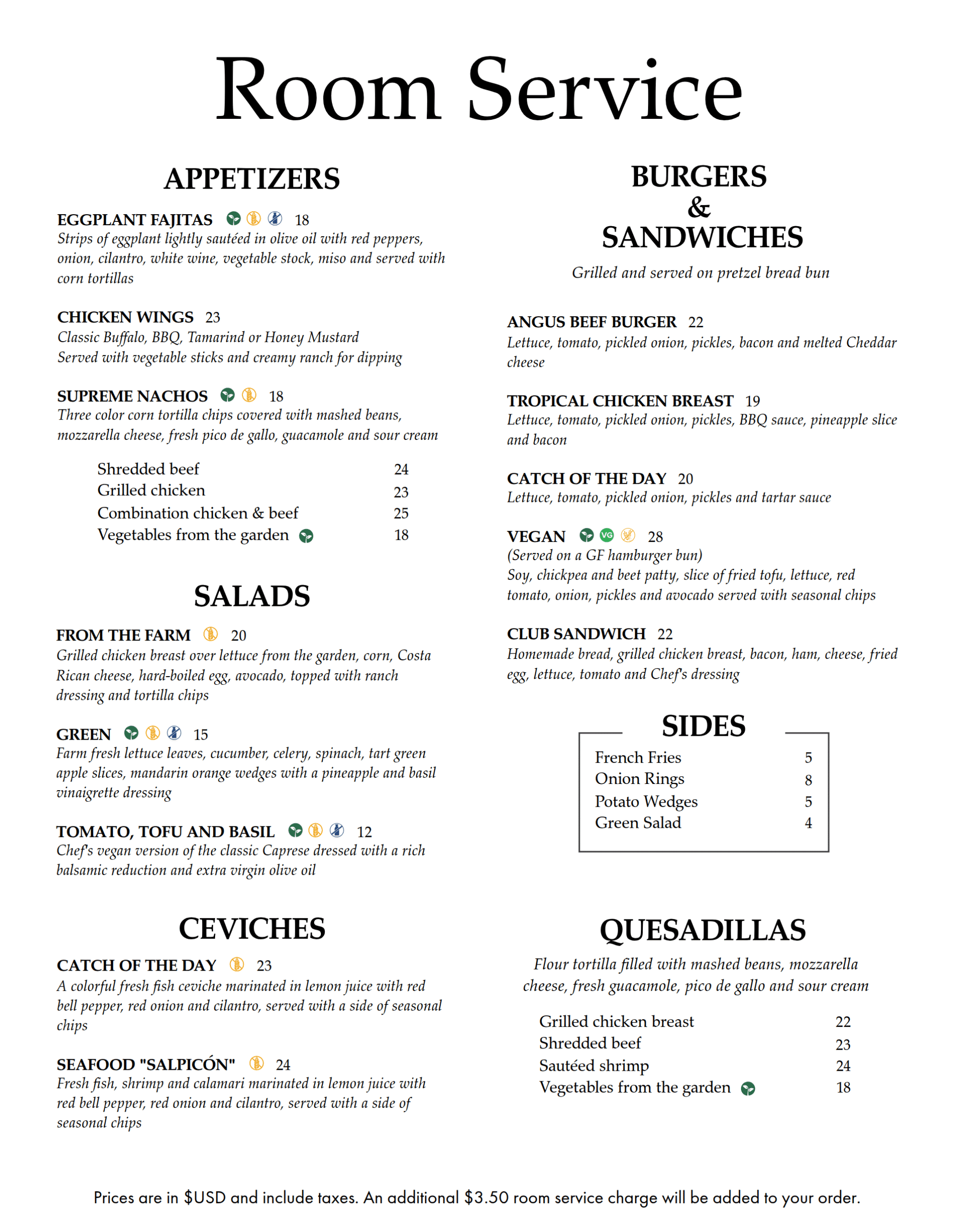 Room Service page 1 English