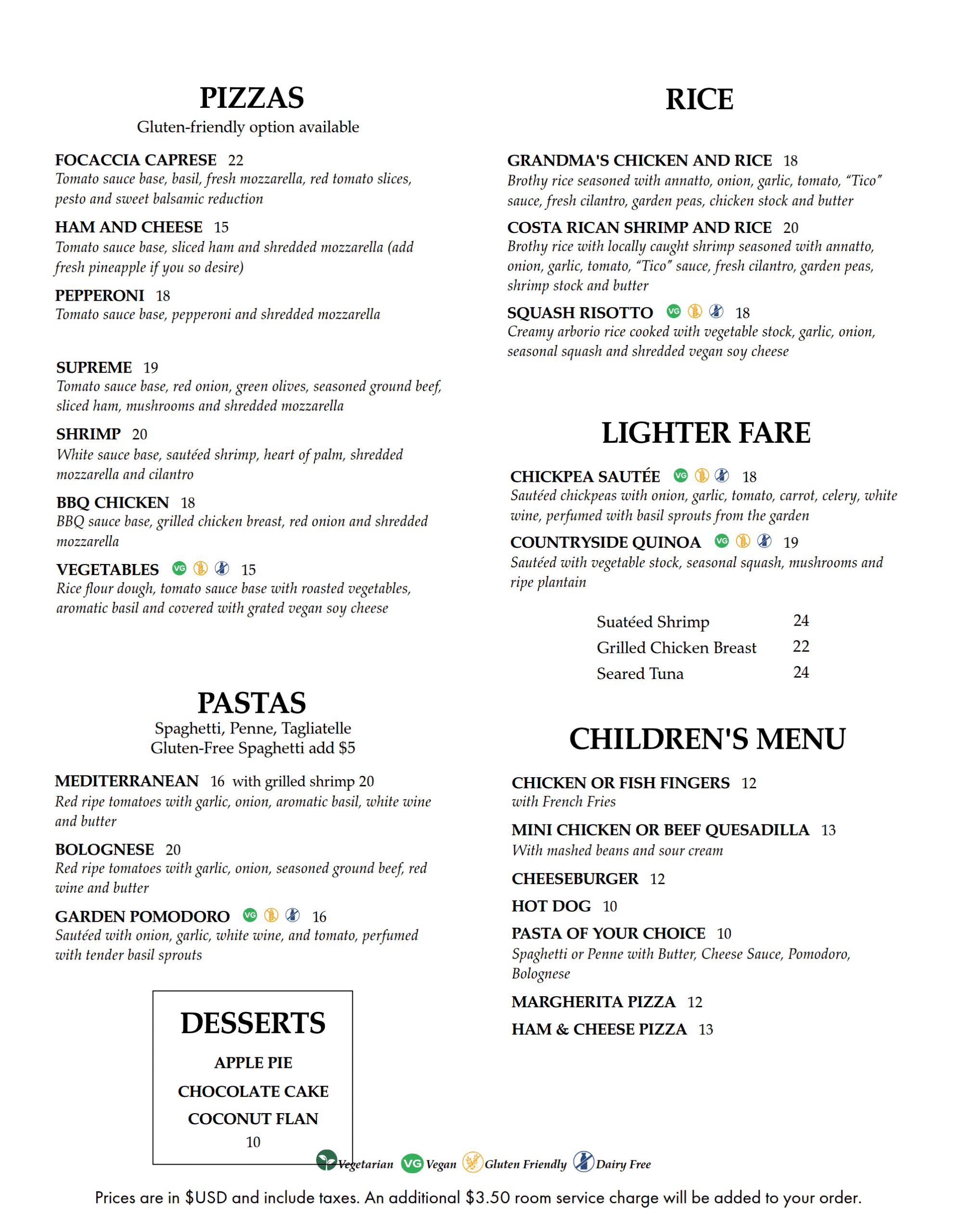 Room Service page 2 English