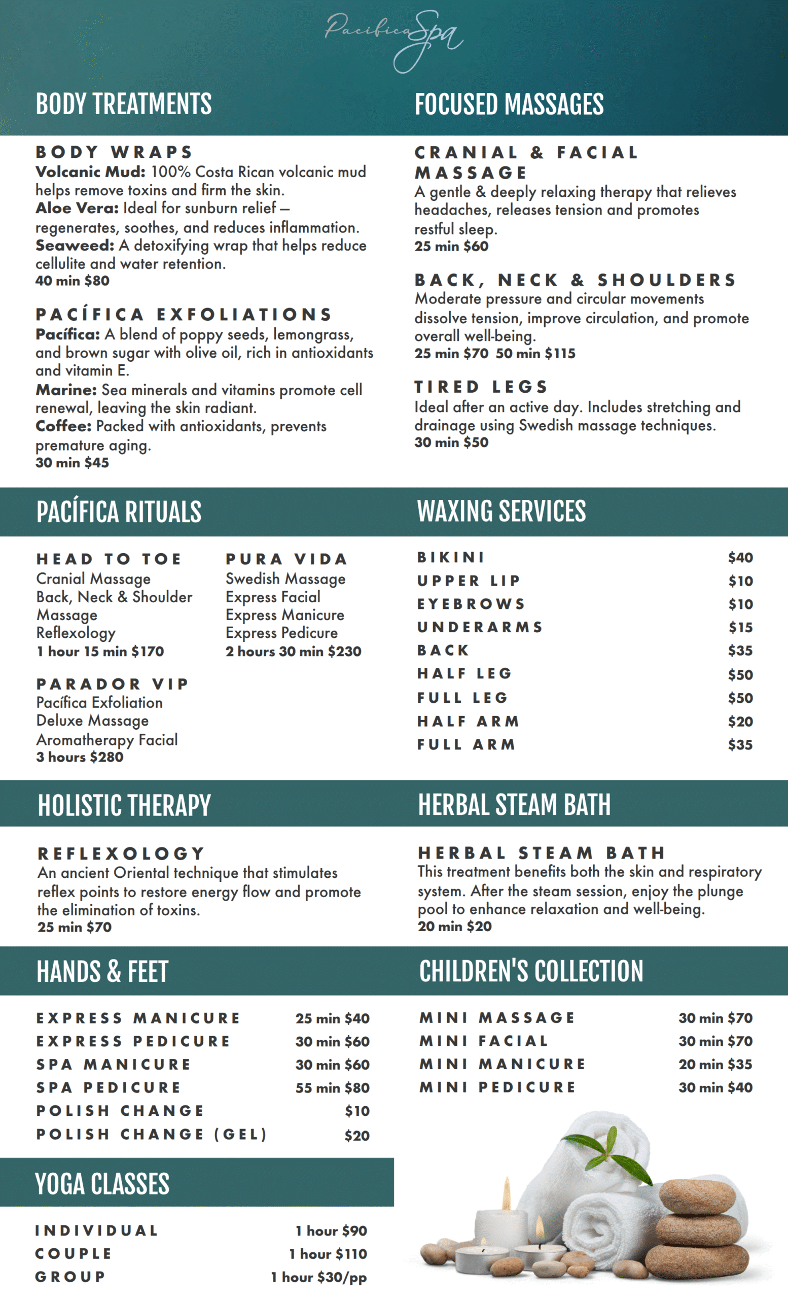 Pacifica Spa Menu English pg 2