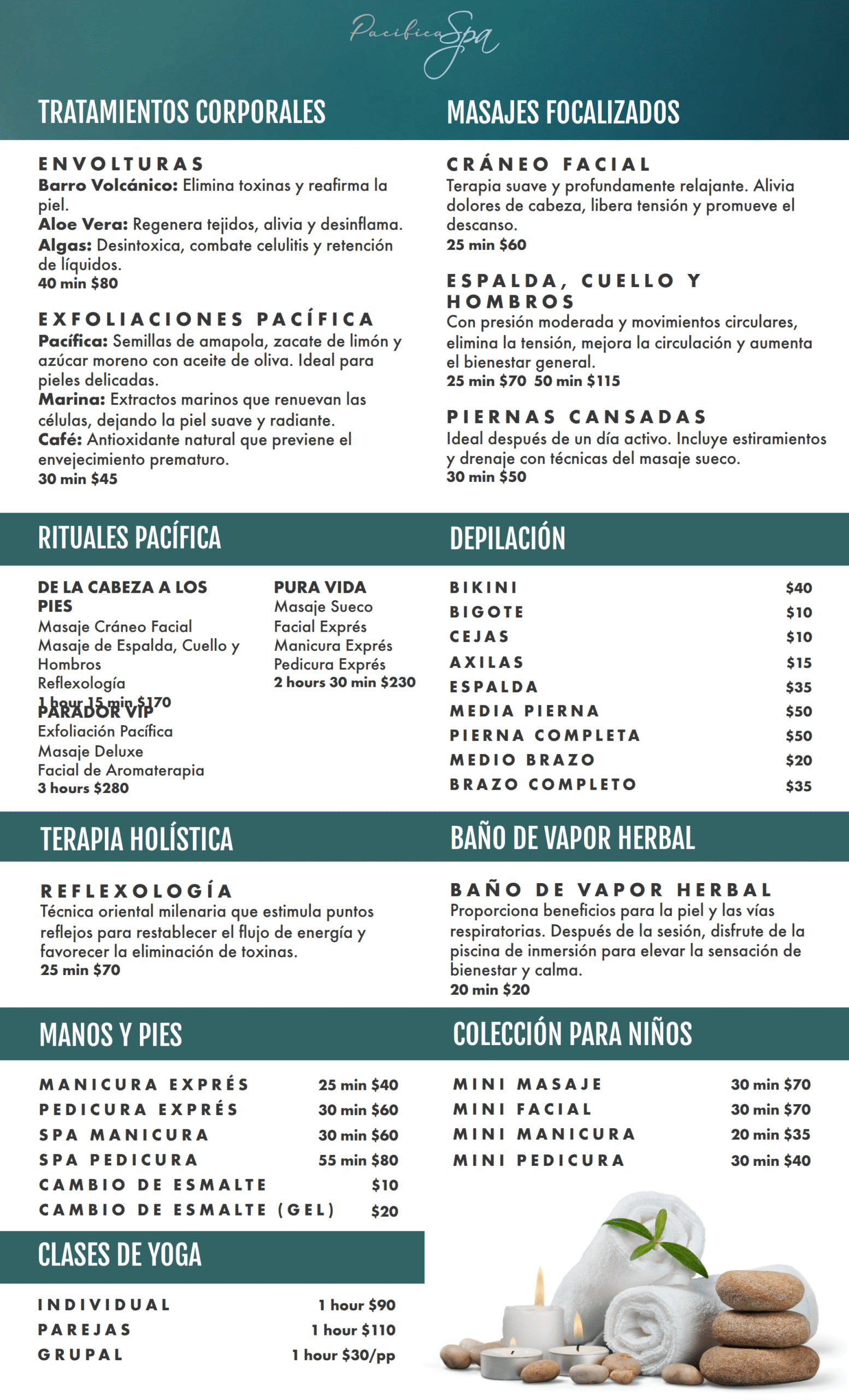Pacifica Spa Menu Español pg 2