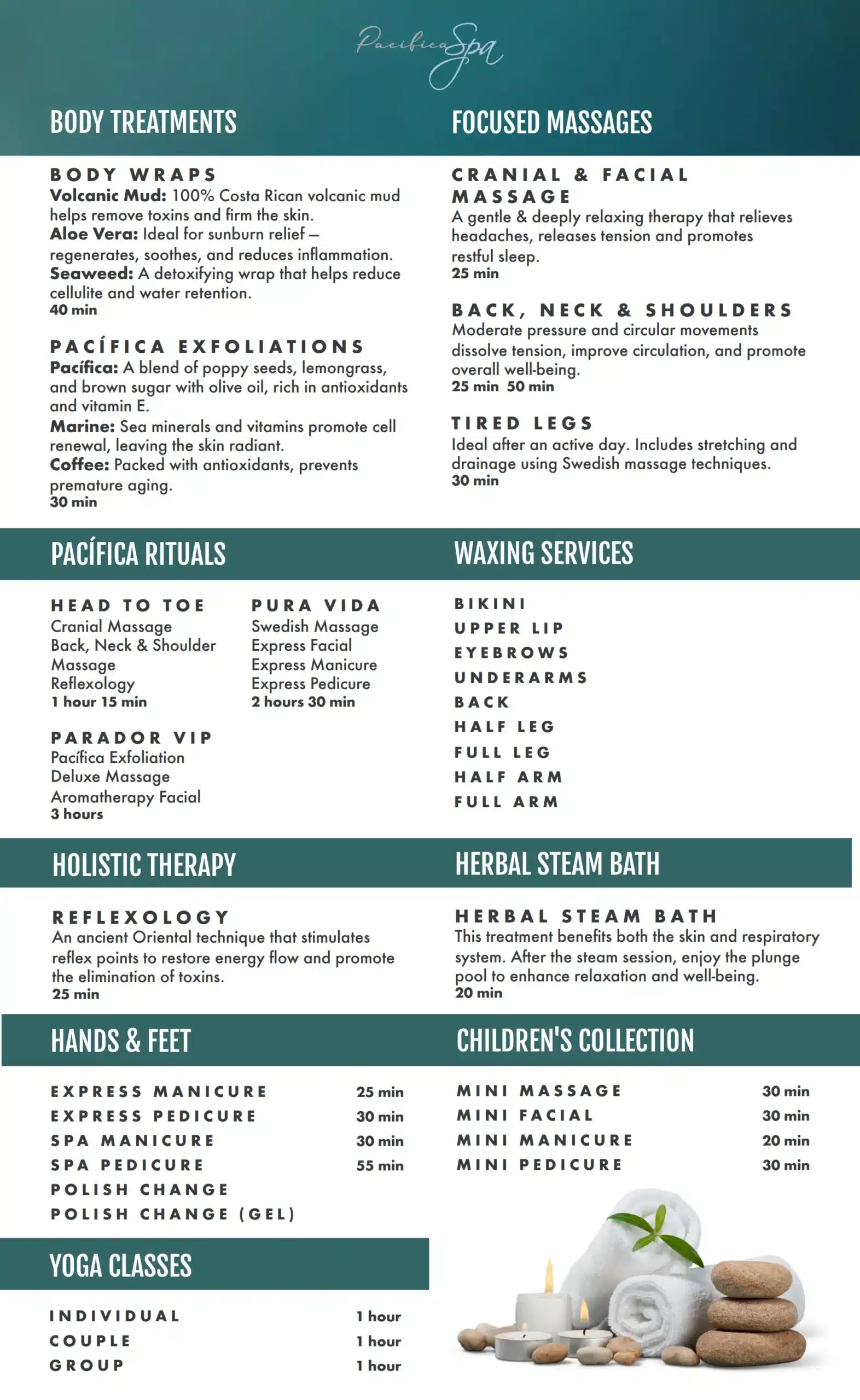 Pacifica Spa Menu English Page 2
