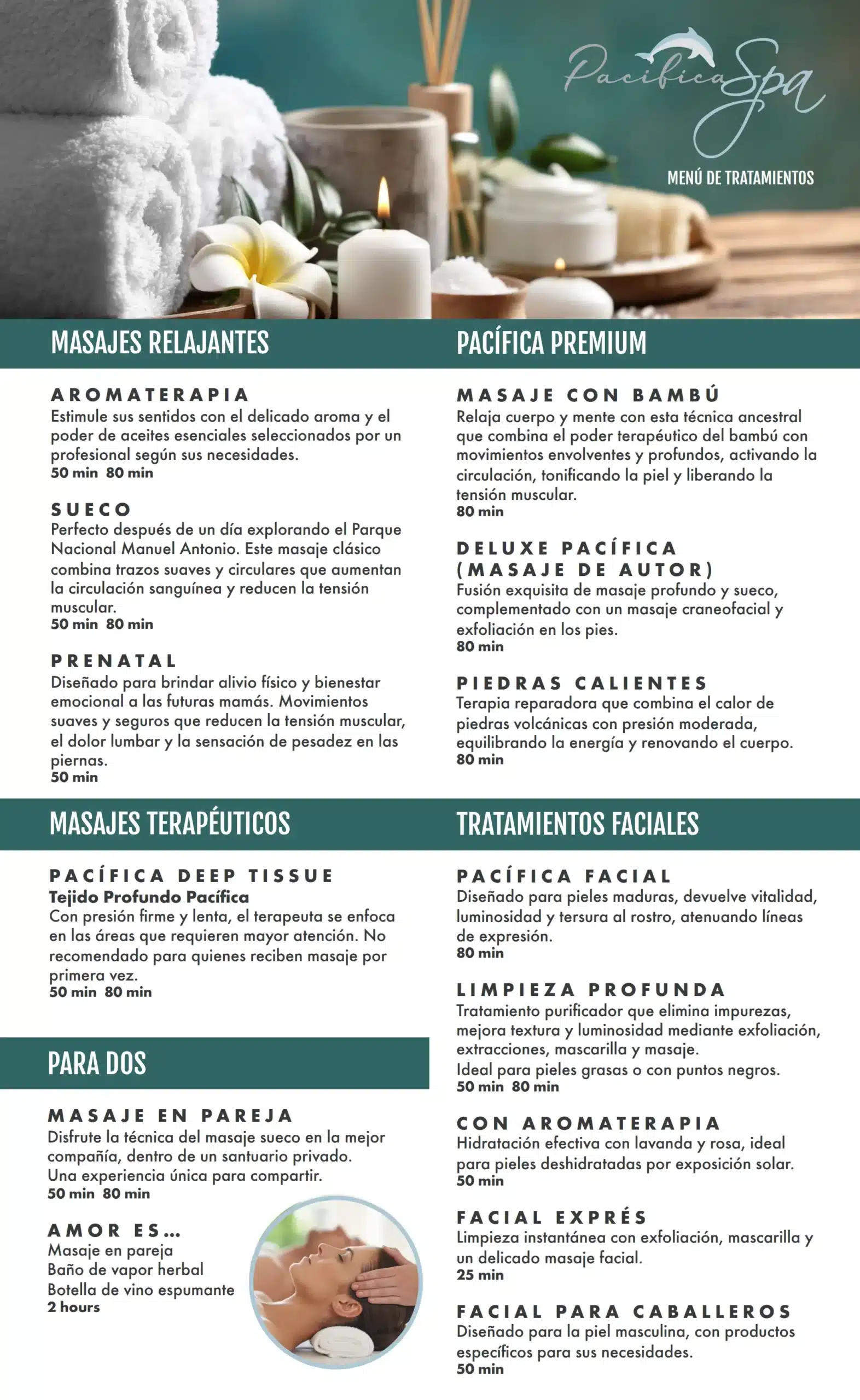 Pacifica Spa Menu Espanol Page 1
