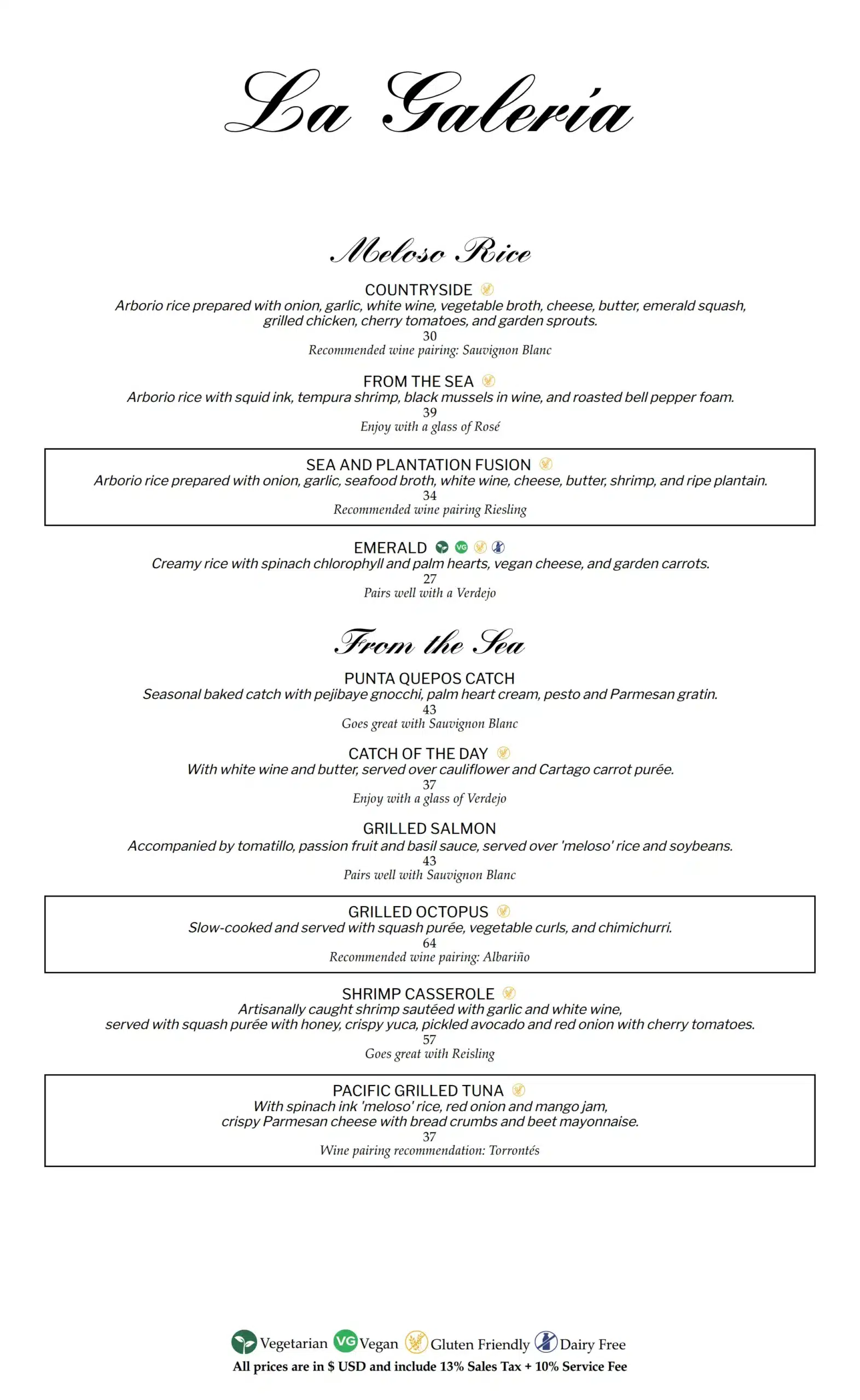 La Galería Dinner Menu pg 3