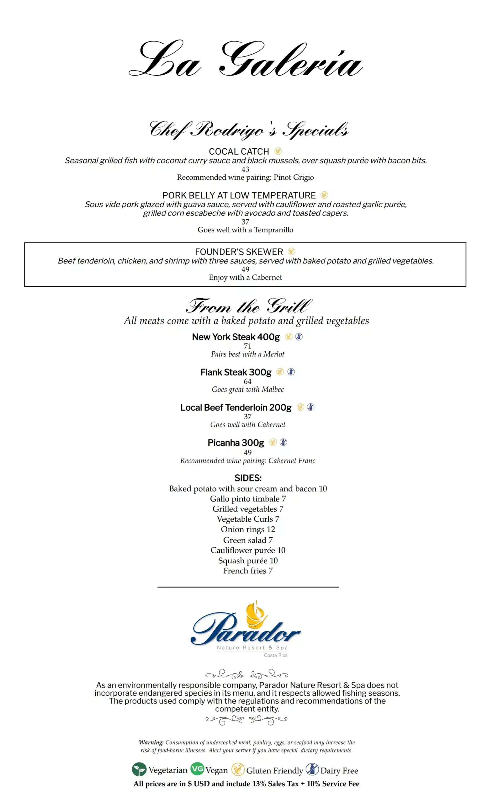 La Galería Dinner Menu pg 4