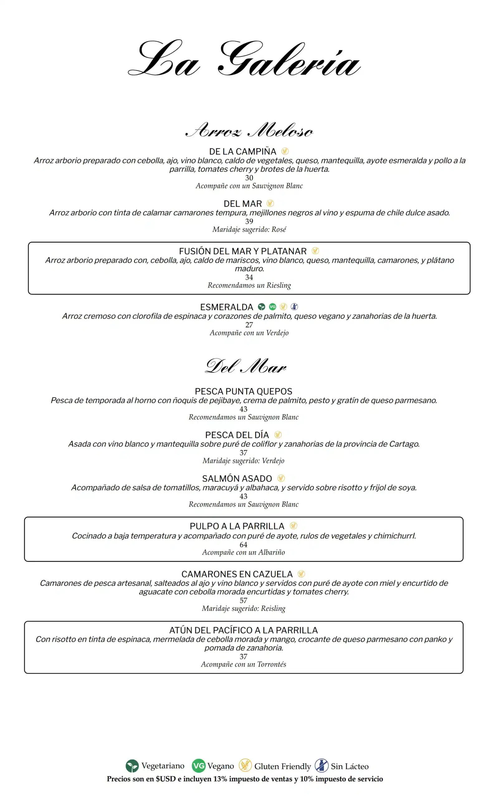 La Galería Dinner Menu pg 3