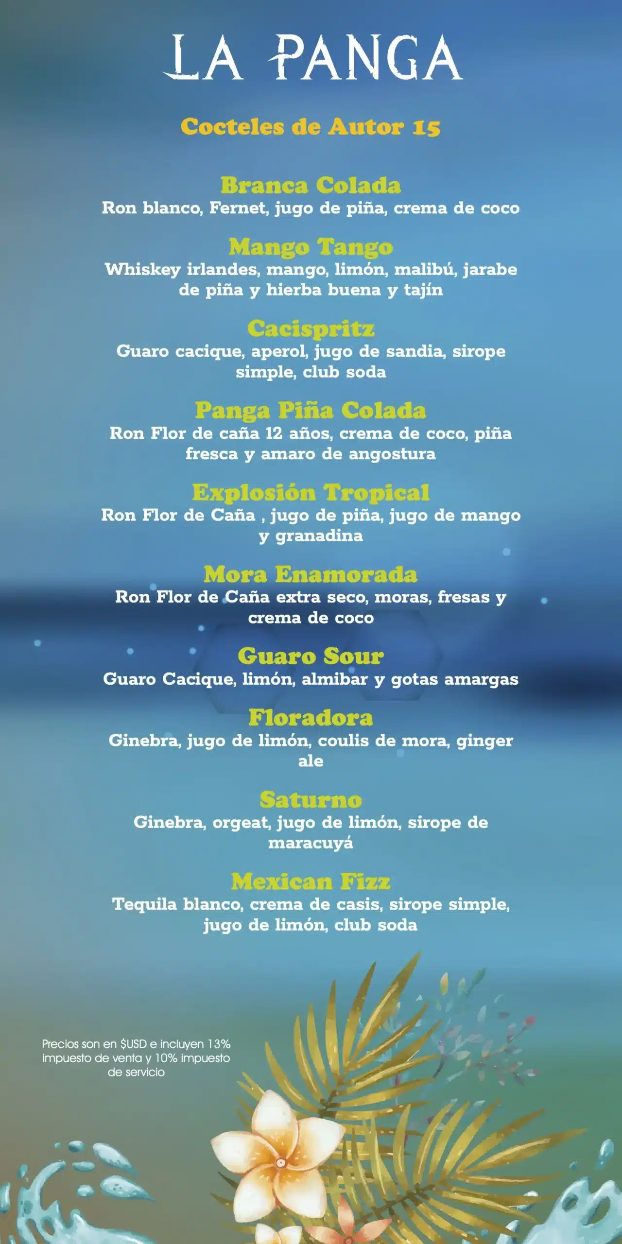 La Panga Bebidas Menu_ES pg 1