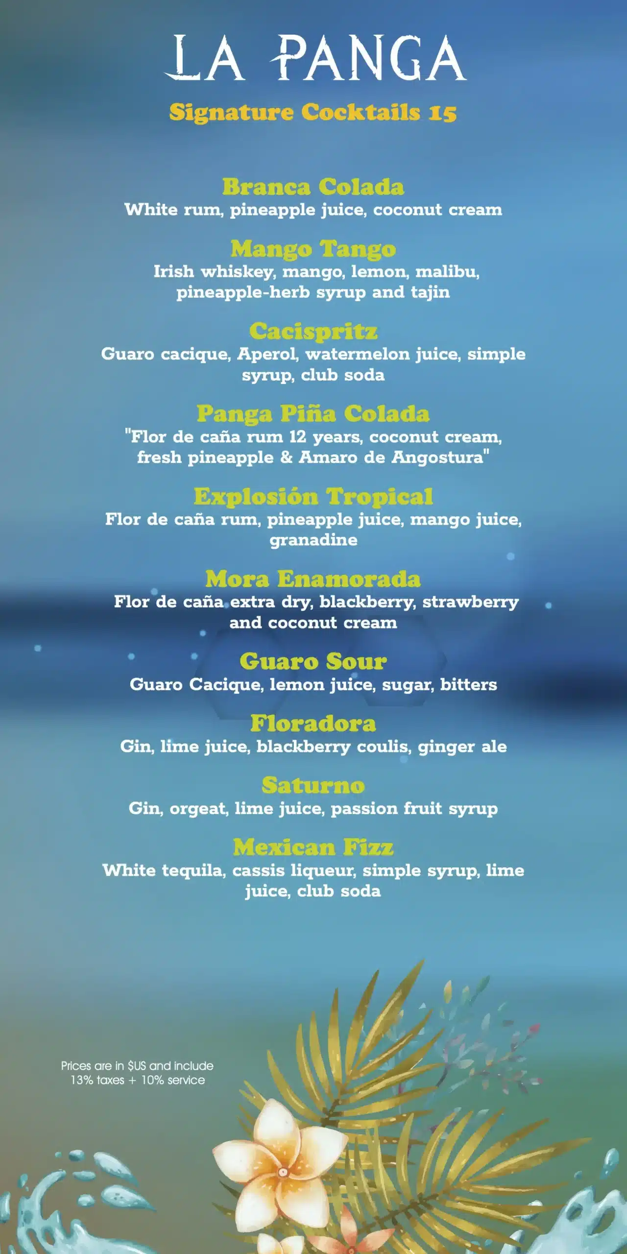 La Panga Drinks Menu_EN pg 1